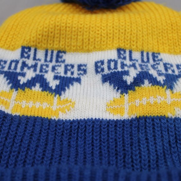 Vintage Toque / Beanie - Winnipeg Bluebombers Wrap Graphic - Adult Stretch Fit - Picture 2 of 7